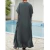 imageBsubseach Kaftan Cover Ups for Swimwear Long Caftan Loungewear Gold Embroidery Swimsuit Cover Up DressGray