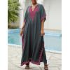 imageBsubseach Kaftan Cover Ups for Swimwear Long Caftan Loungewear Gold Embroidery Swimsuit Cover Up DressGray