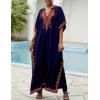 imageBsubseach Kaftan Cover Ups for Swimwear Long Caftan Loungewear Gold Embroidery Swimsuit Cover Up DressGreen
