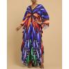 imageBsubseach Kaftan Dresses for Women Batwing Sleeve Beach Cover Up Plus Size Swimsuit Coverup Caftan Loungewear Dark Blue