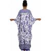 imageBsubseach Kaftan Dresses for Women Floral Printed Plus Size Beach Cover Up Maxi Batwing Sleeves MooMoo Caftan DressBlue Print