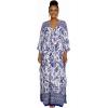 imageBsubseach Kaftan Dresses for Women Floral Printed Plus Size Beach Cover Up Maxi Batwing Sleeves MooMoo Caftan DressBlue Print