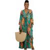 imageBsubseach Kaftan Dresses for Women Floral Printed Plus Size Beach Cover Up Maxi Batwing Sleeves MooMoo Caftan DressTropical Leaf