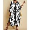 imageBsubseach Kaftan Dresses for Women Geometric Print Caftan Long Beach Swimsuit Cover Up Loungewear DressBlack