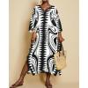 imageBsubseach Kaftan Dresses for Women Geometric Print Caftan Long Beach Swimsuit Cover Up Loungewear DressBlack