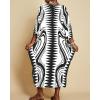 imageBsubseach Kaftan Dresses for Women Geometric Print Caftan Long Beach Swimsuit Cover Up Loungewear DressBlack