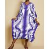 imageBsubseach Kaftan Dresses for Women Geometric Print Caftan Long Beach Swimsuit Cover Up Loungewear DressBlue