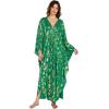 imageBsubseach Kaftan Dresses for Women Plus Size Caftan Batwing Sleeves Beach Cover Up Maxi Beach DressGreen