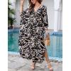 imageBsubseach Kaftan Dresses for Women Plus Size Caftan Dress Print Caftan Beach Cover Up 70s DressBlack Brown