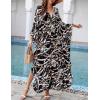 imageBsubseach Kaftan Dresses for Women Plus Size Caftan Dress Print Caftan Beach Cover Up 70s DressBlack Brown