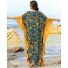 imageBsubseach Kaftan Dresses for Women Plus Size Swimsuit Cover Ups Stripe Print Maxi Beach Caftan Moo Moos DressBlue Yellow