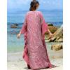 imageBsubseach Kaftan Dresses for Women Plus Size Swimsuit Cover Ups Stripe Print Maxi Beach Caftan Moo Moos DressDark Red