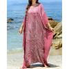 imageBsubseach Kaftan Dresses for Women Plus Size Swimsuit Cover Ups Stripe Print Maxi Beach Caftan Moo Moos DressDark Red