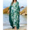 imageBsubseach Kaftan Dresses for Women Plus Size Swimsuit Cover Ups Stripe Print Maxi Beach Caftan Moo Moos DressGreen