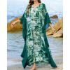 imageBsubseach Kaftan Dresses for Women Plus Size Swimsuit Cover Ups Stripe Print Maxi Beach Caftan Moo Moos DressGreen
