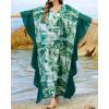 imageBsubseach Kaftan Dresses for Women Plus Size Swimsuit Cover Ups Stripe Print Maxi Beach Caftan Moo Moos DressGreen