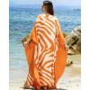 imageBsubseach Kaftan Dresses for Women Plus Size Swimsuit Cover Ups Stripe Print Maxi Beach Caftan Moo Moos DressWhite Orange