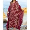 imageBsubseach Kaftan Dresses for Women Plus Size Swimsuit Cover Ups Stripe Print Maxi Beach Caftan Moo Moos DressWine Red