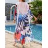 imageBsubseach Kaftan Dresses for Women Sheer Beach Swimsuit Cover Up Batwing Sleeve Plus Size Caftan Cover UpsRed Floral Print