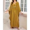 imageBsubseach Kaftan Dresses for Women Solid Color V Neck Batwing Sleeve Caftan Dress Satin Maxi Plus Size Beach Cover Ups Yellow