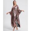 imageBsubseach Kaftan Dresses for Women Sparkly Glitter Batwing Sleeve Kaftan Cover Up Beach Maxi Dress LoungewearChocolate Brown