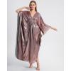 imageBsubseach Kaftan Dresses for Women Sparkly Glitter Batwing Sleeve Kaftan Cover Up Beach Maxi Dress LoungewearChocolate Brown