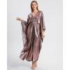 imageBsubseach Kaftan Dresses for Women Sparkly Glitter Batwing Sleeve Kaftan Cover Up Beach Maxi Dress LoungewearChocolate Brown