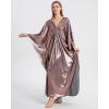 imageBsubseach Kaftan Dresses for Women Sparkly Glitter Batwing Sleeve Kaftan Cover Up Beach Maxi Dress LoungewearChocolate Brown