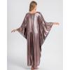 imageBsubseach Kaftan Dresses for Women Sparkly Glitter Batwing Sleeve Kaftan Cover Up Beach Maxi Dress LoungewearChocolate Brown