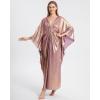 imageBsubseach Kaftan Dresses for Women Sparkly Glitter Batwing Sleeve Kaftan Cover Up Beach Maxi Dress LoungewearGolden