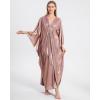 imageBsubseach Kaftan Dresses for Women Sparkly Glitter Batwing Sleeve Kaftan Cover Up Beach Maxi Dress LoungewearGolden