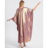 imageBsubseach Kaftan Dresses for Women Sparkly Glitter Batwing Sleeve Kaftan Cover Up Beach Maxi Dress LoungewearGolden