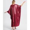 imageBsubseach Kaftan Dresses for Women Sparkly Glitter Batwing Sleeve Kaftan Cover Up Beach Maxi Dress LoungewearRed