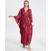 imageBsubseach Kaftan Dresses for Women Sparkly Glitter Batwing Sleeve Kaftan Cover Up Beach Maxi Dress LoungewearRed