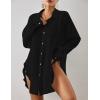 imageBsubseach Long Sleeve Swimsuit Coverup for Women Button Down Bathing Suit Cover Up Shirt Casual Beach Dress Black SBlack