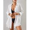 imageBsubseach Long Sleeve Swimsuit Coverup for Women Button Down Bathing Suit Cover Up Shirt Casual Beach Dress Black SWhite