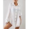 imageBsubseach Long Sleeve Swimsuit Coverup for Women Button Down Bathing Suit Cover Up Shirt Casual Beach Dress Black SWhite