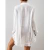 imageBsubseach Long Sleeve Swimsuit Coverup for Women Button Down Bathing Suit Cover Up Shirt Casual Beach Dress Black SWhite