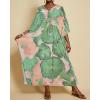 imageBsubseach Plus Size Kaftan Dresses for Women V Neck Swimsuit Coverup Floral Print Caftan Maxi Beach DressGreen
