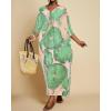imageBsubseach Plus Size Kaftan Dresses for Women V Neck Swimsuit Coverup Floral Print Caftan Maxi Beach DressGreen
