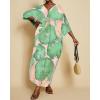 imageBsubseach Plus Size Kaftan Dresses for Women V Neck Swimsuit Coverup Floral Print Caftan Maxi Beach DressGreen