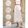 imageBsubseach Satin Maxi Skirts for Women Casual Elegant 2025 Fall A Line High Waist Elastic Silk Midi Skirt with LaceBeige