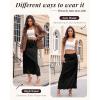 imageBsubseach Satin Maxi Skirts for Women Casual Elegant 2025 Fall A Line High Waist Elastic Silk Midi Skirt with LaceBlack