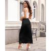 imageBsubseach Satin Maxi Skirts for Women Casual Elegant 2025 Fall A Line High Waist Elastic Silk Midi Skirt with LaceBlack