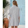 imageBsubseach Swimsuit Cover Up Shirt 34 Sleeve Beach Coverup Oversized Button Down Shirts Bikini Bathing SuitBlack Stripe