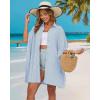 imageBsubseach Swimsuit Cover Up Shirt 34 Sleeve Beach Coverup Oversized Button Down Shirts Bikini Bathing SuitBlue Stripe