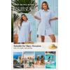 imageBsubseach Swimsuit Cover Up Shirt 34 Sleeve Beach Coverup Oversized Button Down Shirts Bikini Bathing SuitBlue Stripe