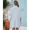 imageBsubseach Swimsuit Cover Up Shirt 34 Sleeve Beach Coverup Oversized Button Down Shirts Bikini Bathing SuitBlue Stripe