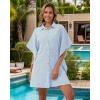 imageBsubseach Swimsuit Cover Up Shirt 34 Sleeve Beach Coverup Oversized Button Down Shirts Bikini Bathing SuitBlue Stripe