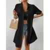 imageBsubseach Swimsuit Cover Up for Women Short Sleeve Button Down Blouse Bathing Suit Cover Ups Cotton Beach Shirt DressBlack